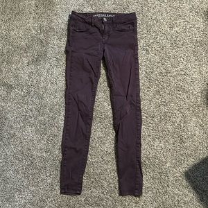 American Eagle purple velvet jeggings